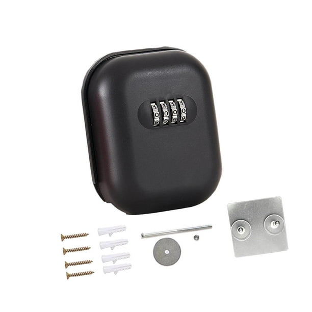 Caja de seguridad para llaves de repuesto con código de 4 dígitos, resistente al óxido, para montaje en pared, para el hogar negro