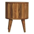 thumbnail image 5 of JERFIT Solid Wood Nightstand with 2 Drawers, Scandinavian Stripe Design Bedside Table, Mango Wood Bedroom Furniture in Brown Oak Finish, 5 of 10