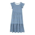 thumbnail image 5 of Atogsazn Girls Tiered Ruffle Dress Children's Plaid Round Neck Maxi Dresses Beach Holiday Vacation Sundress 11-Blue 8-9 Years, 5 of 5