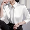 thumbnail image 6 of Stichou Women's 2026 Long Sleeve Satin Blouse,Mock Neck Work Silk Shirts,Dressy Tops for Business Casual Office White M, 6 of 6
