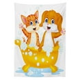 thumbnail image 3 of Ambesonne Animal Tablecloth Rectangular Table Cover, Cartoon Cat and Dog Bath, 60"x90", Yellow Brown Blue, 3 of 4
