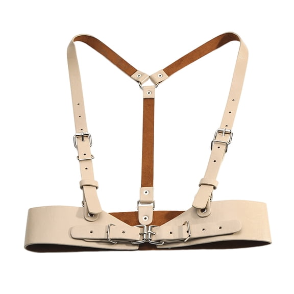 SNKSDGM Punk Y-Shape Harness Waistband, Buckle Leather Suspender Belt for Streetwear Suit Outfits