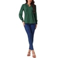 thumbnail image 2 of INSPIRE CHIC Women's V Neck Long Sleeve T Shirts Pleated Casual Tunic Blouse Tops, 2 of 5