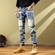 thumbnail image 3 of Pantalones vaqueros para hombre, estilo harén cónico, estilo vaquero, elegantes, ajustados, corte de bota, de lujo, informales, holgados, elásticos, estilo Harajuku, tallas XS, 3 of 5