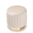 thumbnail image 3 of Bowery Hill White Velvet Fabric Upholstered and Gold PU Leather Ottoman, 3 of 7