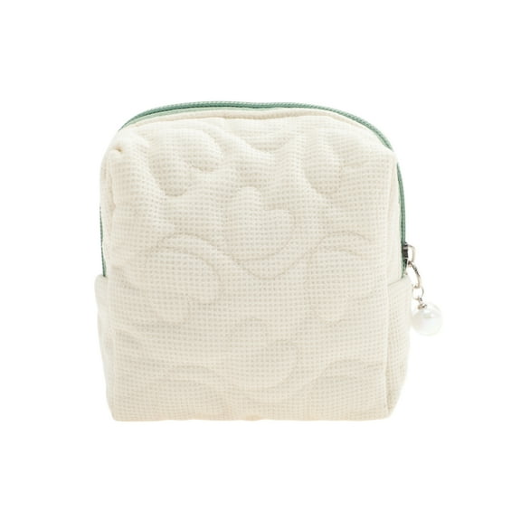 Unique Bargains 1 Pc Heart Pattern Makeup Bag for Business Travel Beige Polyester