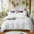 thumbnail image 4 of Boho Ruffled Comforter Set Super Soft Cozy Bedding Set with Pillowcases Elegant Chic Bedroom Decor Rustic Farmhouse Quilt Comforter 3 Pcs Set, 4 of 8