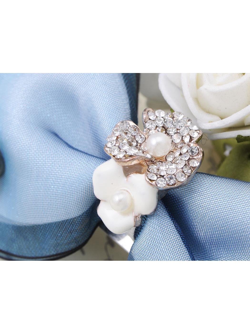 Flourish Baby Blue Capri Clear Crystal Rhinestone Flower Headpiece Hair Clip