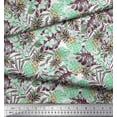 thumbnail image 2 of Soimoi Green Viscose Chiffon Fabric Monstera Leaf & Pine Fruits Print Fabric by Yard 42 Inch Wide, 2 of 3