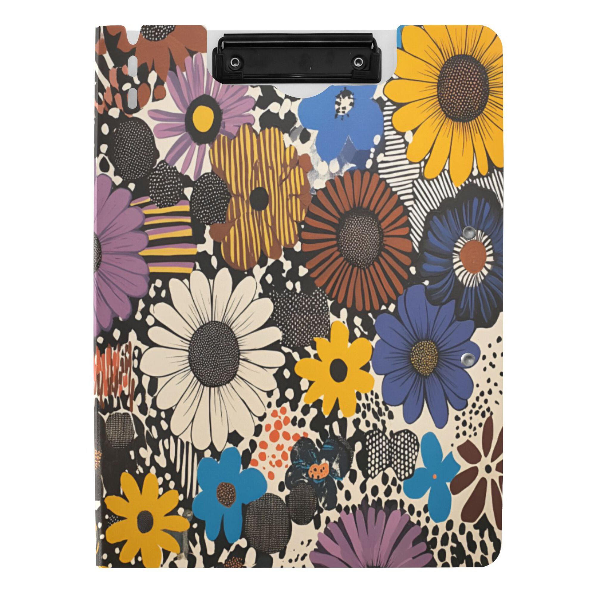 FORMRS A4 Clipboard Folder with Pen Holder Horizontal Foldable School Office Binder, Beige Flowers