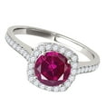 thumbnail image 2 of Mauli Jewels Rings for Women 1.20 Carat Diamond And Created Ruby Ring 4-prong 14k White Gold, 2 of 6