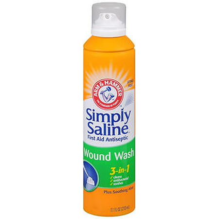 Arm & Hammer Simply Saline Plus Wound Wash 3-in-1 First Aid Antiseptic, 7.1 Fl