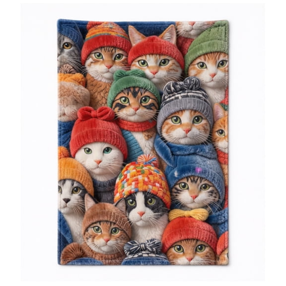 SLYNSHome Cute Cat Throw Blanket Super Soft Fuzzy Blanket for Couch Sofa Bed Office Cozy Washable Lightweight Blankets Throw for All Season