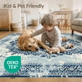 thumbnail image 4 of ODIKA 5'x7' Washable Area Rug Non-Slip, Low Pile, Stain Resistant Geometric Boho Medallion With Distressed Vintage Lattice And Trim for Guest Room, Lounge, Apartment, 4 of 7