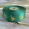 thumbnail image 2 of Christmas Ribbon Satin Ribbons Printed with Golden Christmas Tree Snowman Snowfl, 2 of 4