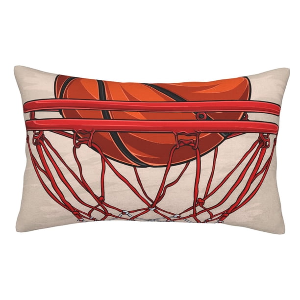 Fotbe Basketball Shot Funda de Almohada Decorativa Estilo Occidental, Lujo en Algodón, Fundas para Almohadas King, Cojín Estampado para Decoración del Hogar-20"x30"