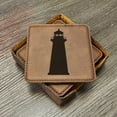 thumbnail image 2 of Lighthouse Coasters - Handmade Coasters Set of 6 - Engraved Barware Decorations - Leather Bar Decor - Man Cave Father's Day Present, 2 of 4