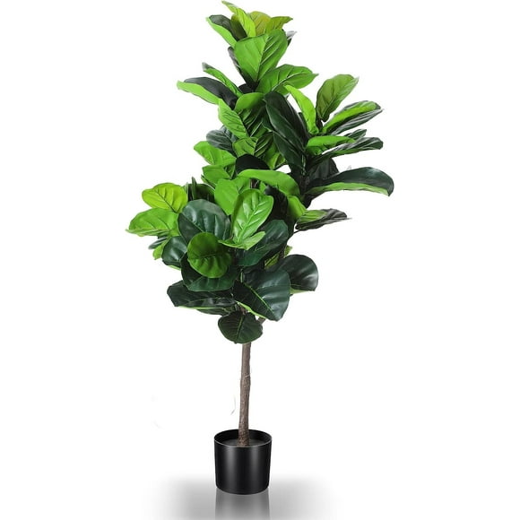 4ft Faux Fiddle Leaf Fig Tree, Plastic Nursery Pot, with 68 Leaves