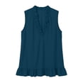 thumbnail image 4 of Craaazy Womens Sleeveless V Neck Tank Tops Solid Color Loose Fit Casual Summer T-shirts with Ruffle Trim for Beach Vacation, 4 of 6