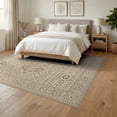 thumbnail image 3 of ODIKA 6'x9' Washable Area Rug Non-Slip, Easy Care, Beige Natural Wheat Traditional Medallion Classic Inspired Ornate Floral Motif for Family Room, Living Room, Master Bedroom, 3 of 7