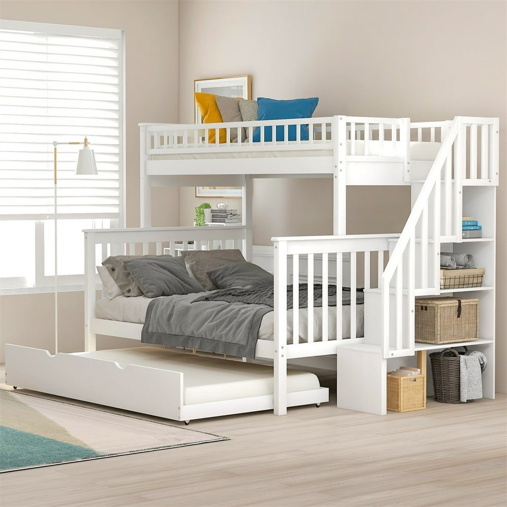 ModernLuxe TwinoverFull Bunk Bed Stairway with Shelves, Multiple Options Available Walmart