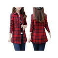 thumbnail image 5 of Seyurigaoka Winter Women Juniors Sherpa Wool Lining Shirt Long Sleeve Button-Down Plaid Blouses, 5 of 6