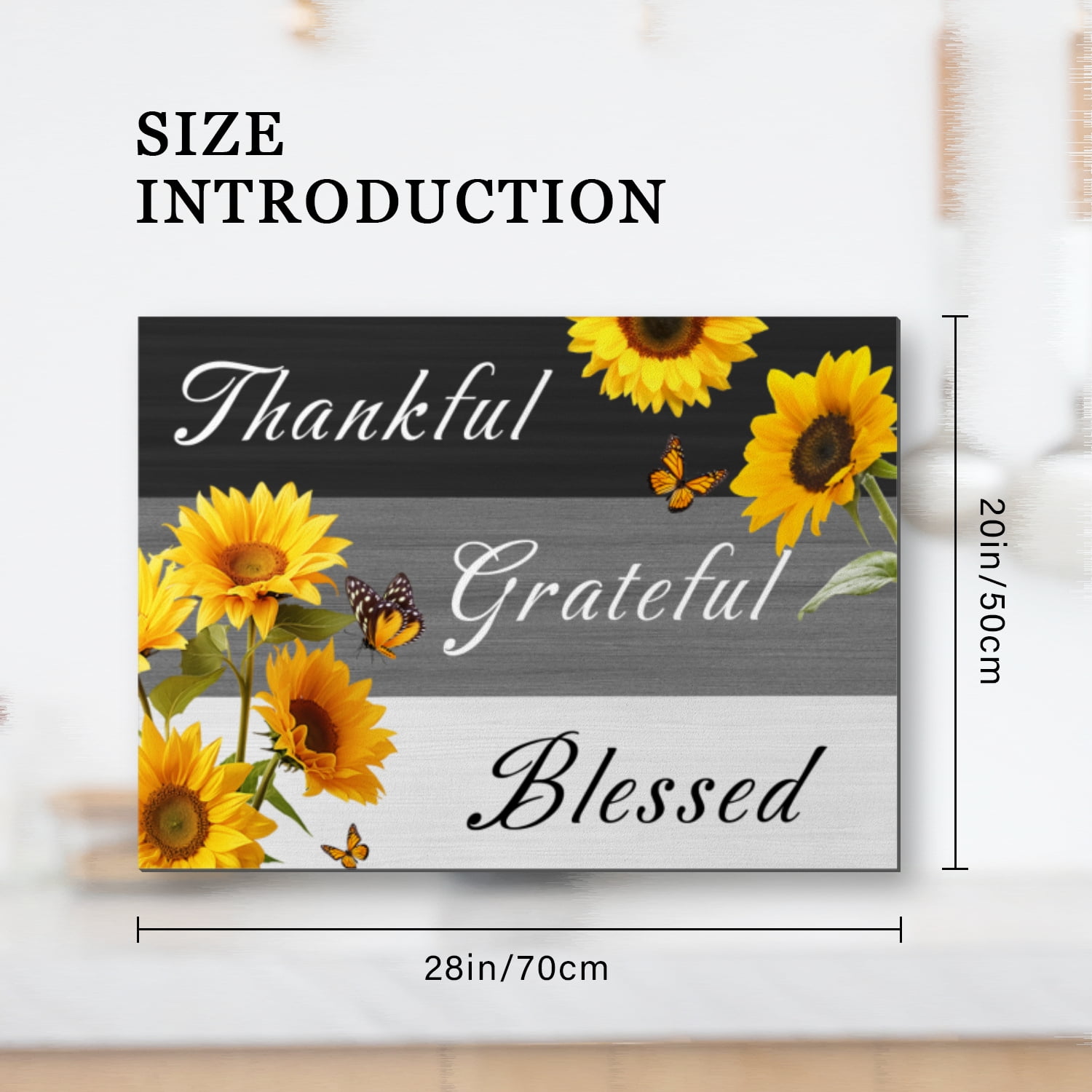 Square Cooktop Covers for Electric Glass Stove, Sunflowers Butterflies Grateful Print Non-slip Glass Top Stove Cover Protector, Foldable Durable Mat for Kitchen RV (28×20 Inch)