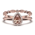 thumbnail image 1 of Beautiful Art Deco 1.75 Carat Pear Cut Affordable Morganite And Diamond Moissanite Engagement Ring, Classic Wedding Ring, One Matching Band in 10k Solid Rose Gold,Promise Ring, Anniversery Ring, 1 of 3