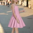 thumbnail image 4 of BRGZLK Girls Summer Dresses, Cute Solid Color Round Neck Sleeveless Waist Cinched Stretchy Dresses A-Line School Recital Dress Pink 9-10 years, 4 of 6