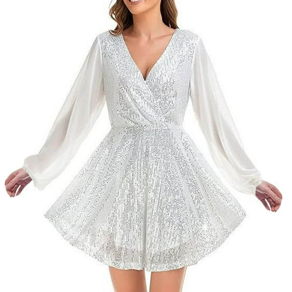 Cavosen Womens Mini Dress V Neck Sleeveless Bodycon Midi Evening Gowns Split Sequins Solid Ball Dress Elegant Wedding Guest Cocktail Party Dress