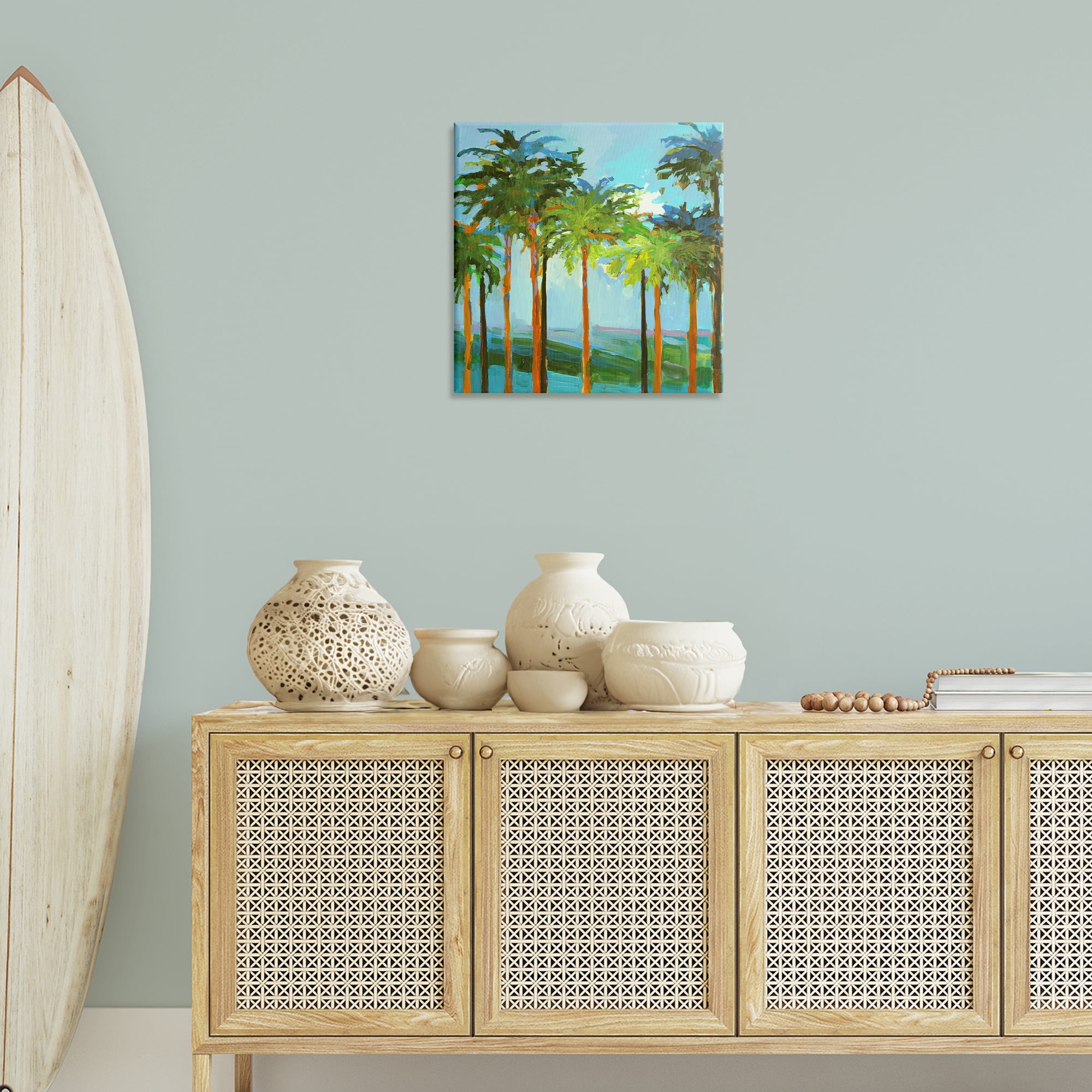 Stupell Industries Tall Palms Abstraction Coastal Painting Gallery Wrapped Canvas Art Print Wall Art, 24 x 24