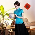 thumbnail image 2 of Ladies Chinese Tops Dragon Phoenix Traditional Tang Style Blouse Satin Shirt, 2 of 6