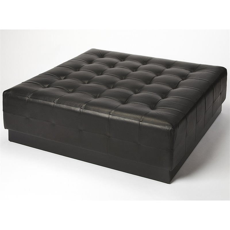 Butler Specialty 48 Square Leather, Black Leather Square Ottoman Coffee Table