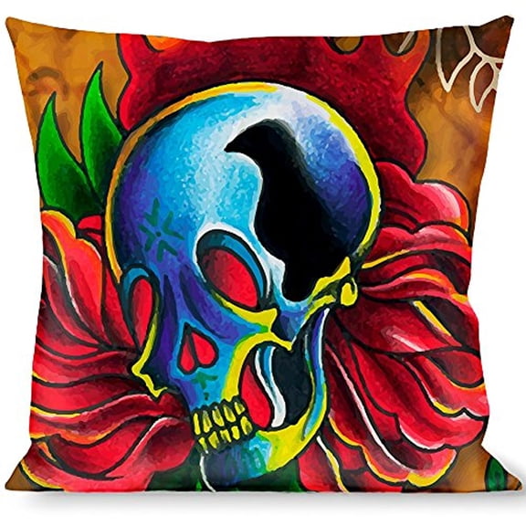 Buckle-Down Throw Pillow - TJ-Candles & Skulls