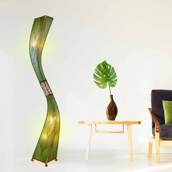 Eangee Home Design Flow Giant Floor Lamp, Shade Made Of Cocoa Leaves, 13x13x72 Inches