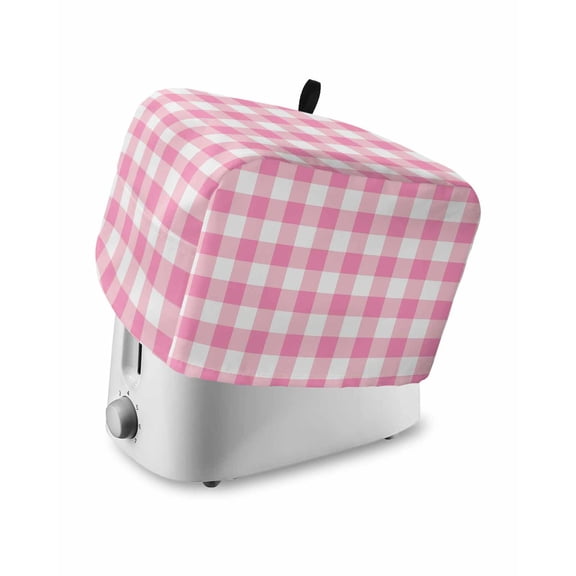 Pink Buffalo Check Small Toaster Cover 2 Slice, Kitchen Appliance Covers, Valentine's Day Modern Rustic Plaid Toaster Oven Cover with Loop, Bread Machine Cover Polyester Dust Cover Protection