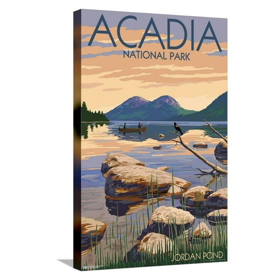 Lantern Press - Acadia National Park, Maine, Jordan Pond Canvas Wall Poster, 14.725" x 22.375"