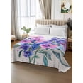 thumbnail image 2 of Purple Pink Flowers Queen Size Flat Sheet, Wrinkleproof & Fadeproof Cooling Flat Bed Sheet Only, Farmhouse Watercolor Floral Breathable Soft Bedding Top Sheets 90 x 102 Inches, 2 of 8
