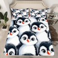 thumbnail image 2 of Manfei Cartoon Funny Penguin Full Size Sheets for Kid, Black Grey Bed Sheets, Kawaii Wildlife Animal Sheet Sets, Super Cozy Room Decor, 4-Piece, 2 of 7