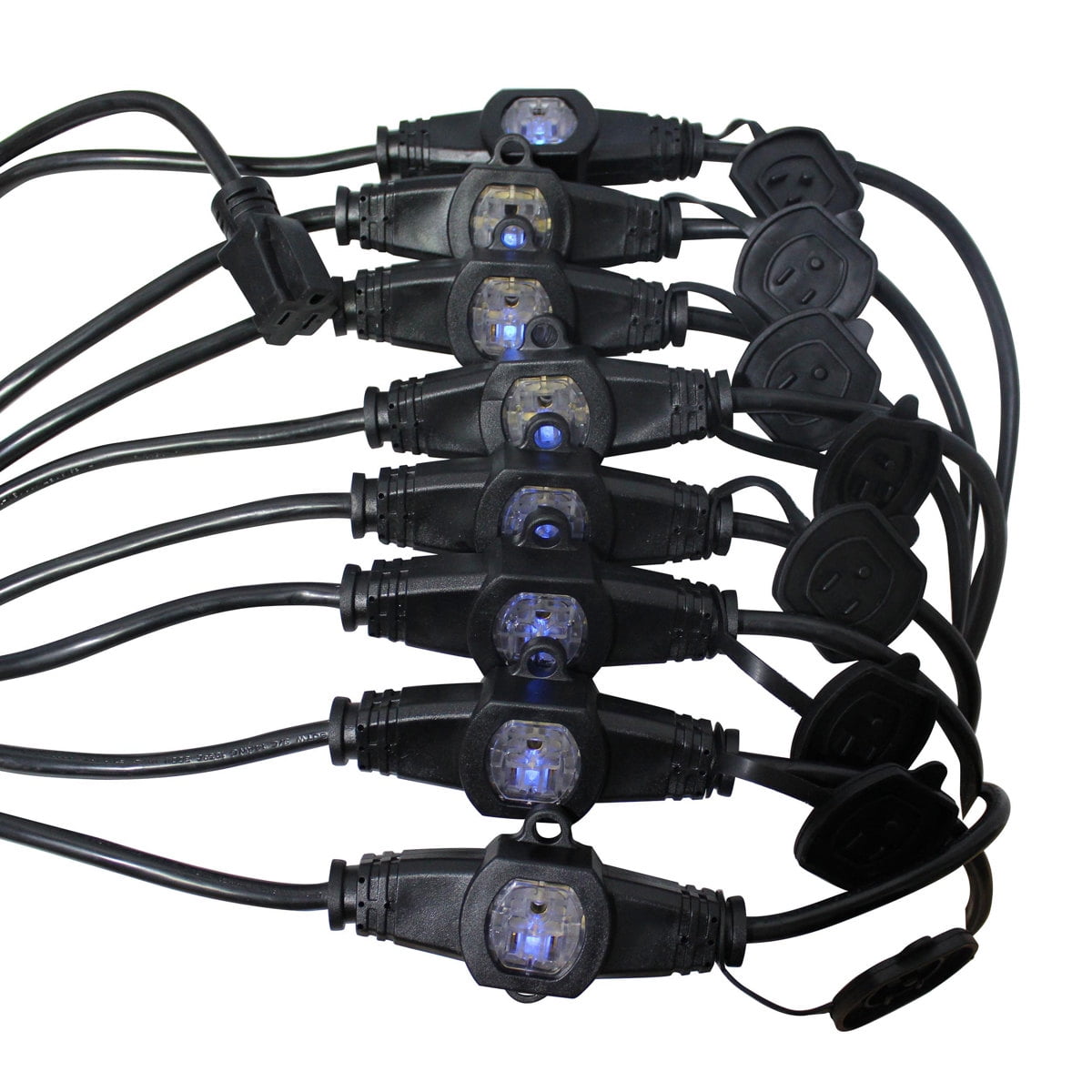 ProX XC-MEP12-529 52' 110V Male to 9 Socket 110V Female Power Cord 9 Outlet 12/3 Extension Cord, Black