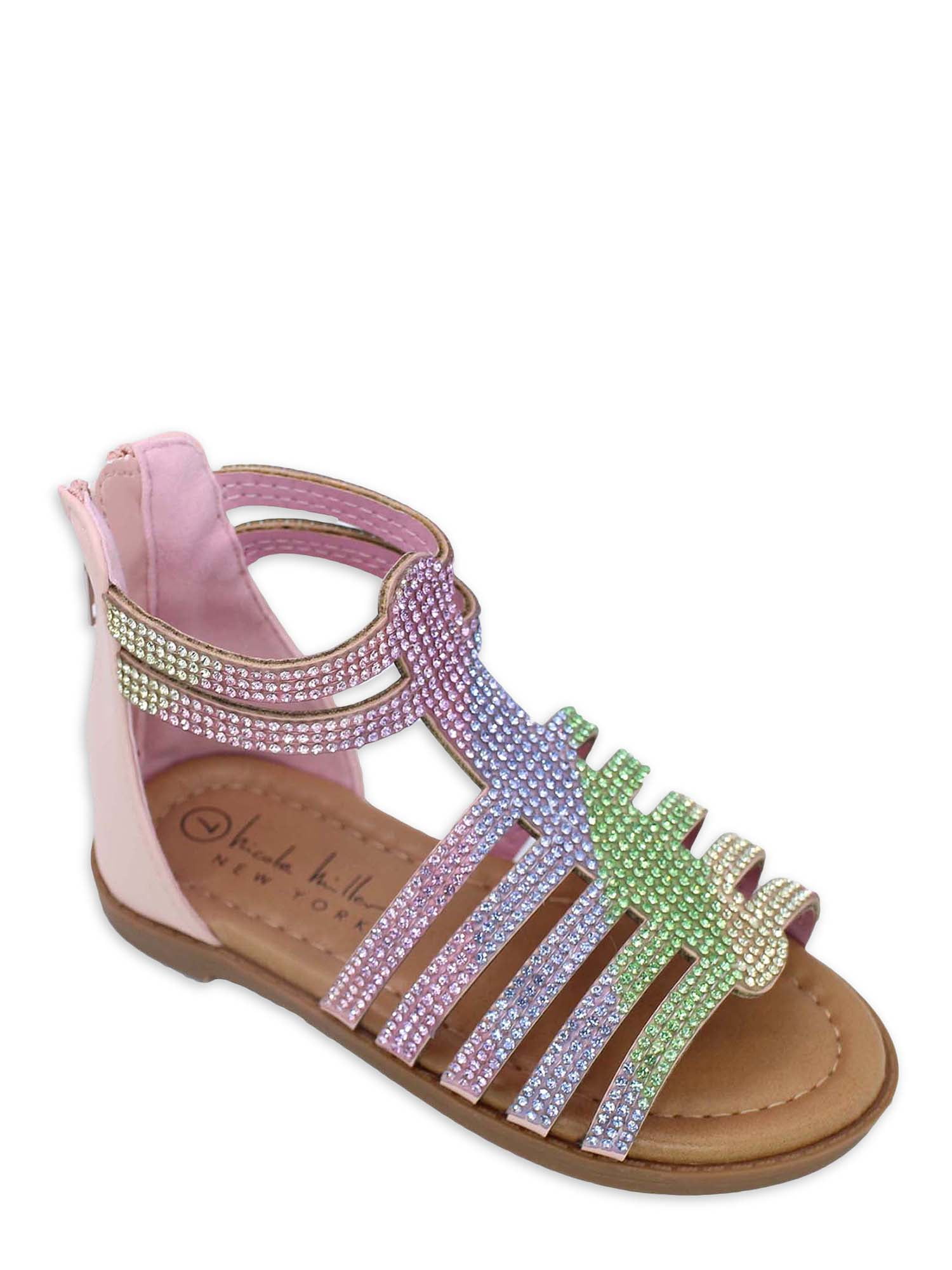 Baby Toddler Girls Adorable Gladiator Sandals Shoes Size 4-10 Black Pink White 