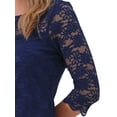 thumbnail image 5 of INSPIRE CHIC Women's Floral Lace Top 3/4 Sleeve Crew Neck Blouse XL Dark Blue, 5 of 6
