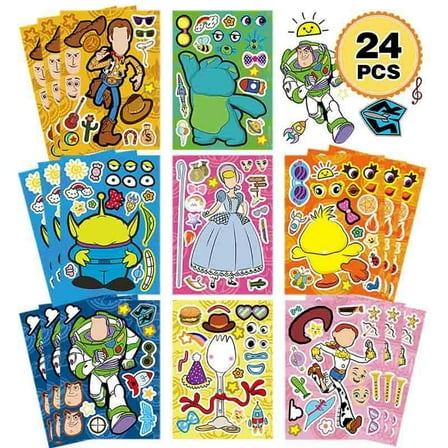 24pcs Toy Story Make a face Stickers,Make You Own Stickers DIY Cartoon Stickers for Party Decoration Party Supplies Birthday Gift Stickers