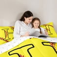 thumbnail image 5 of Homewish Boys Sport Baseball Full Size Comforter Sets, Yellow Initial H Letter Bedding Comforter Set, Chic Stripes Abstract Reversible Bedding Sets, Ultra Soft Bedroom Decor, 3pcs, 5 of 8