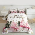 thumbnail image 2 of Manfei Pink Green Xmas Tree Bedding Comforter Set, Merry Christmas Twin Comforter Sets, Princess Fairy Tale Reversible Bedding Set, Super Cozy Room Decor, 2-Piece, 2 of 8