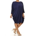 thumbnail image 2 of MOA COLLECTION Women's Plus Size Solid Loose Fit 3/4 Dolman Sleeve Casual Midi Dress, 2 of 5