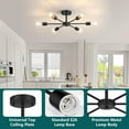 thumbnail image 2 of Semi Flush Mount Ceiling Lights 6 Light Matte Black Sputnik Chandelier Kitchen Light Fixtures Dining Room Light Modern Ceiling Lights for Dining Bedroom Living Room (Exclude Bulb), 2 of 14