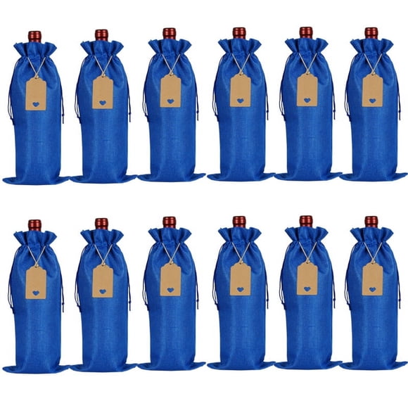 Granjero Gordo 12 bolsas de regalo de vino con cordón, 13,78 × 5,9 pulgadas, reutilizables, para envolver botellas, para cumpleaños, bodas, fiestas, catas a ciegas (Baolan)