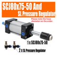 thumbnail image 2 of SCJ80x75-50 Alésage de Cylindre Pneumatique Standard 80mm Double Action, Course Réglable 25-75mm Grande Poussée, Résistant à l'Usure, 2 of 6