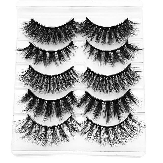 Xihbxyly Pestañas Naturales, Pestañas Negras Gruesas Hechas a Mano, Realza El Maquillaje de Ojos de Larga Duración, Fácil Aplicación y Eliminación, Uso Diario y para Fiestas, Mirada Atractiva, 5 Pare